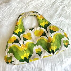 Y2K Wabags Green & Yellow Retro Print Hand Bag Fabric Purse
